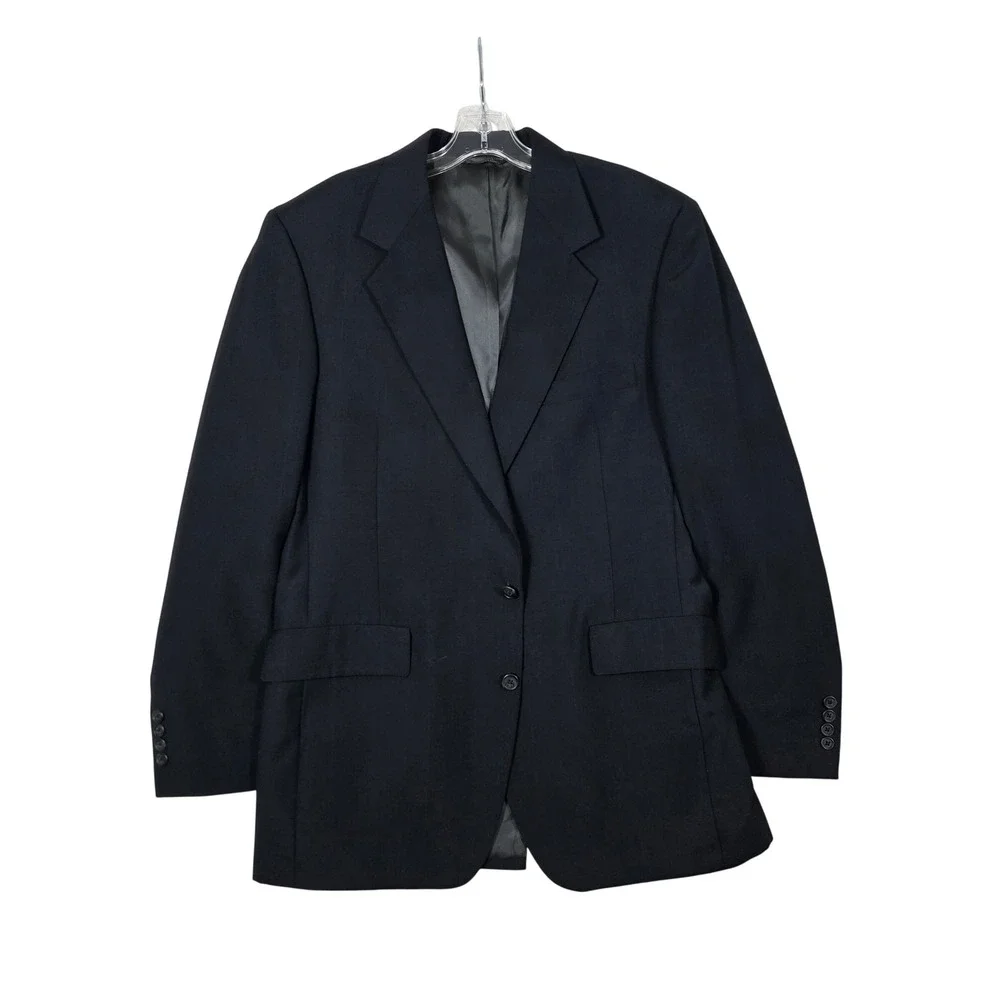 Warren Sewell Blazer Black Wool Blend Two Button Single Vent 42L, Sport Coat